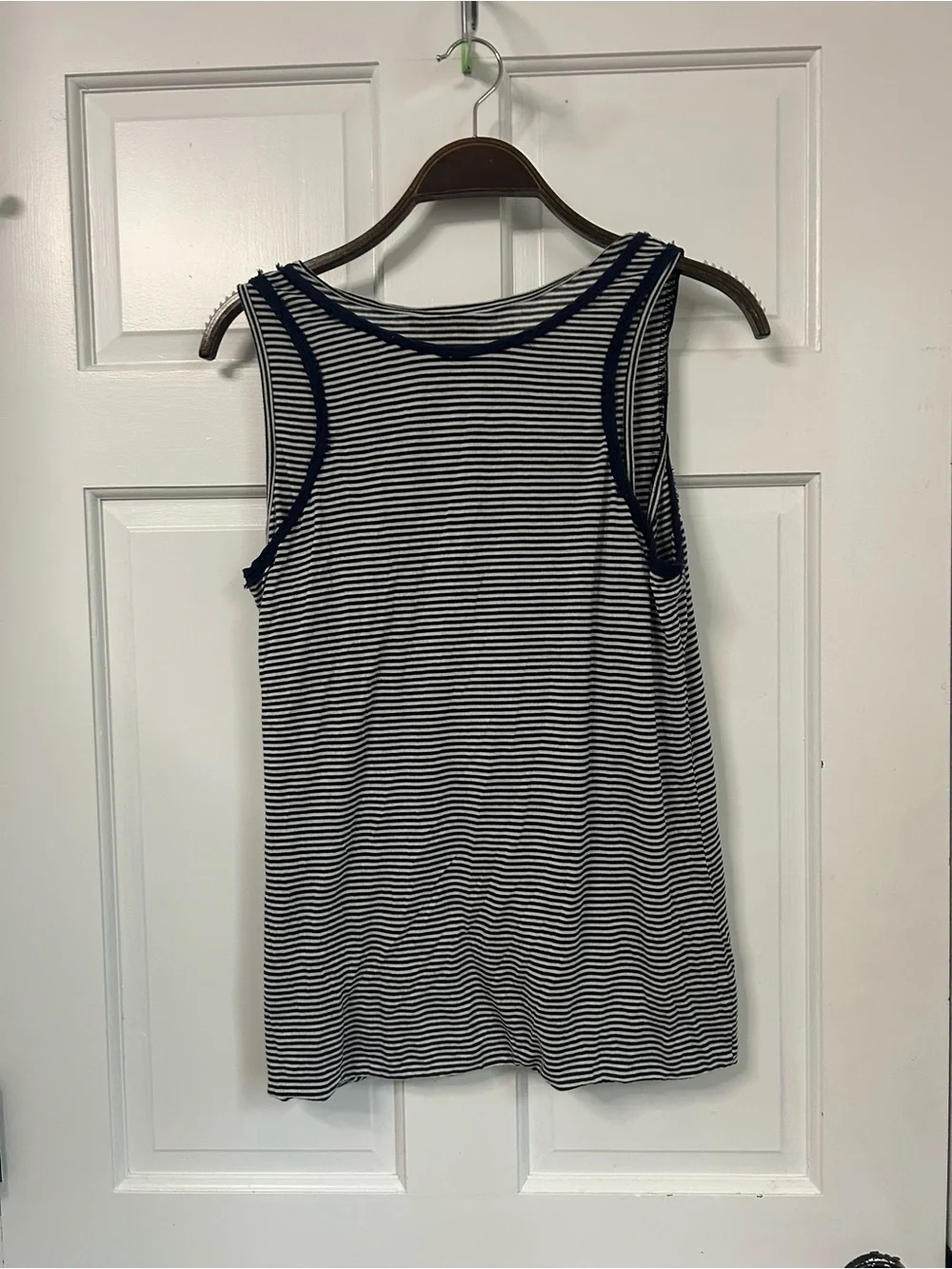 Tory Burch Navy and White Striped Scoop Neck Tank